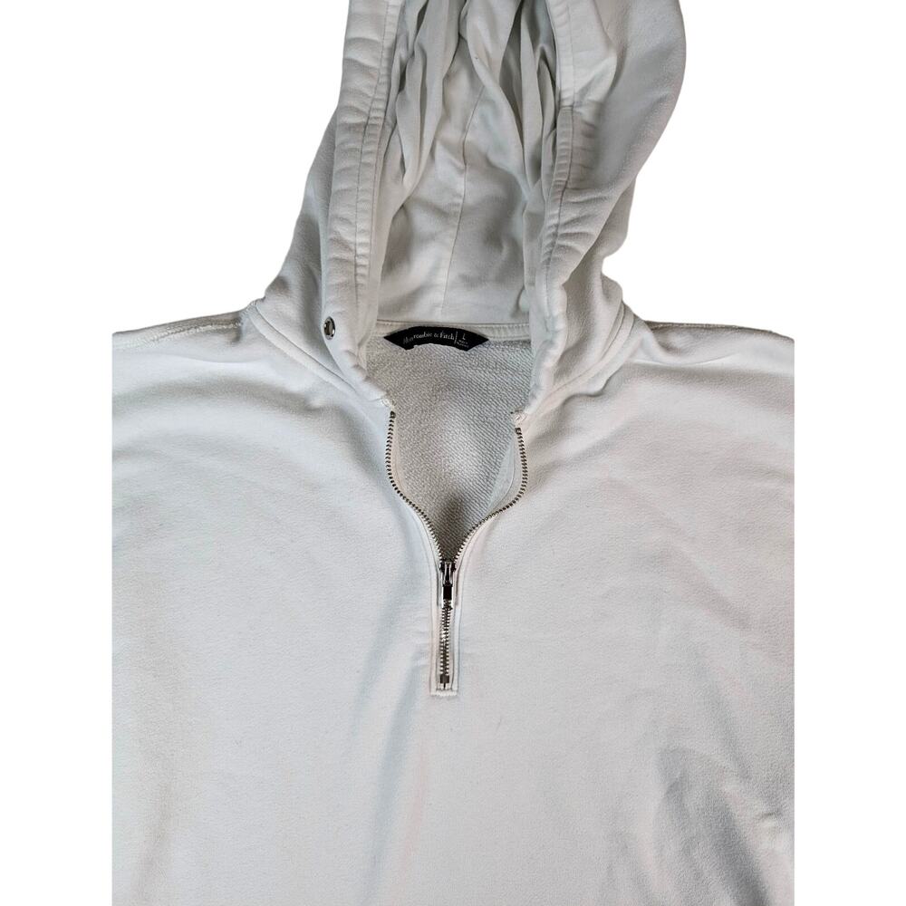 Abercrombie & Fitch Hoodie Women's Cropped White Long‎ Sleeve1/2 Zip Size Large
